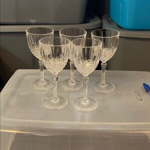 Set Of 5 Crystal Wine Glasses